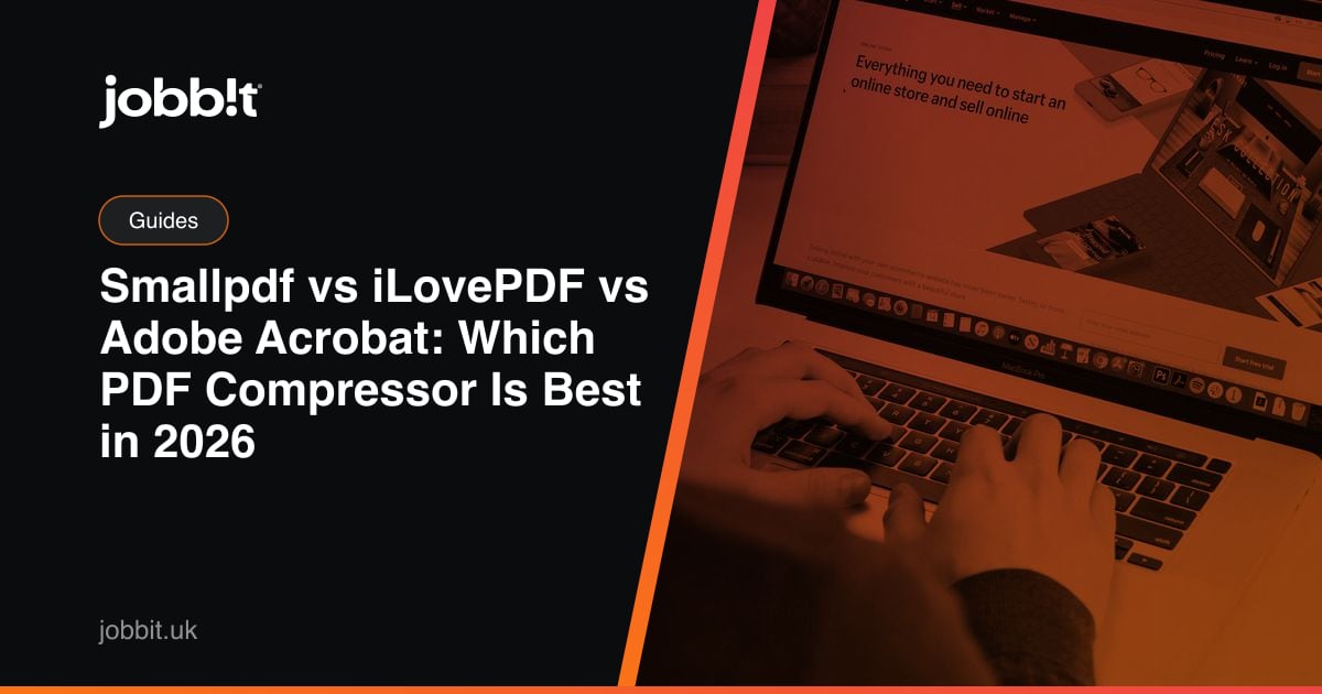 Obálka blogu Jobbit porovnávající loga tří nástrojů na PDF vedle sebe